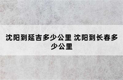 沈阳到延吉多少公里 沈阳到长春多少公里